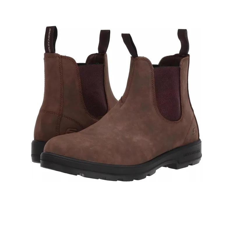 Skechers Relaxed Fit Crew Chelsea Boots Men's Brown-4