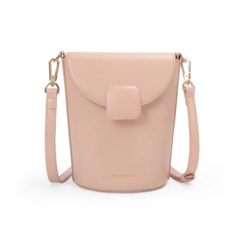TOMATO&POTATO Cow Leather Cell Phone Pouch, Shoulder Bag, Crossbody Bag Regular Women's Brown/Ecru/Light Pink