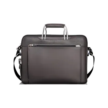 TUMI Genuine Leather Cow Leather Portable One Shoulder Crossbody Briefcases Medium Size Men's Tan