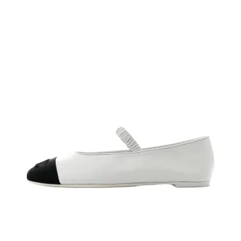 CHANEL Flat Mary Jane Shoes Women's White
