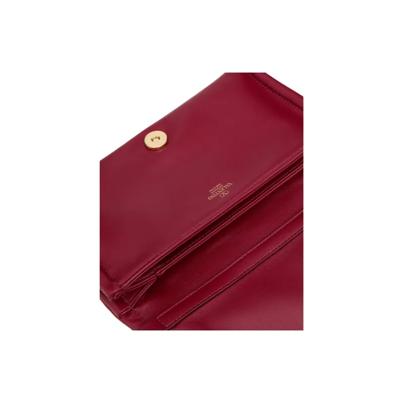 Valentino Vlogo Sheepskin Handheld Shoulder Bag, Crossbody Bag, Handbag Women's Dark Red-5