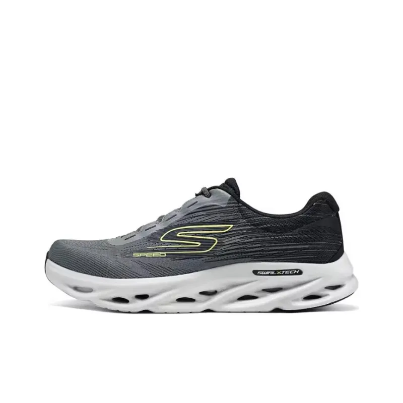 Skechers WOMEN'S GO Series Wear Resistant Low Top Running Shoes Men's Black Gray-0