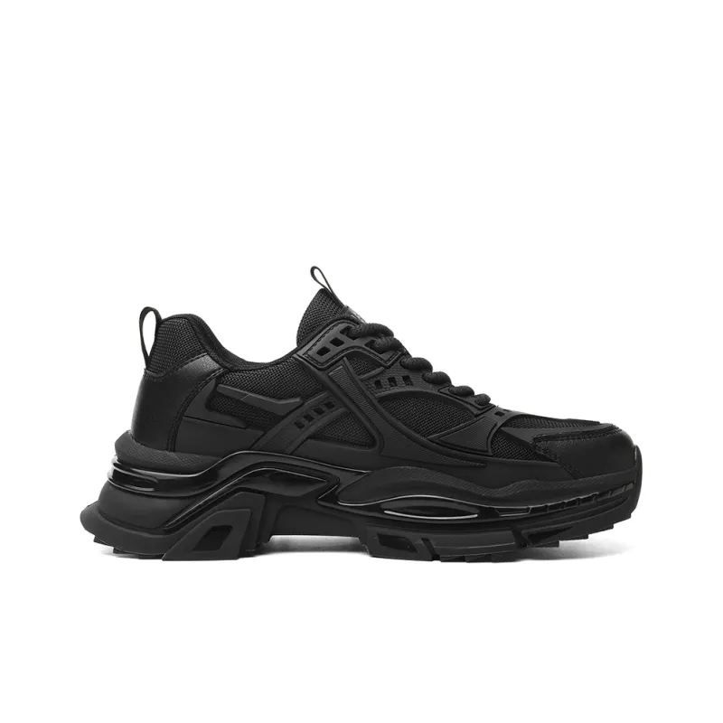 JEEP SPIRIT Cushioned Anti-Slip Wear-Resistant Breathable Lightweight Low-Top Chunky Sneakers Men's Graphite Black-1