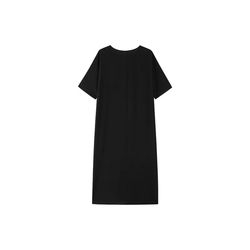 ZHOUMIAO Short Sleeved Dresses Women's Hepburn Black-1