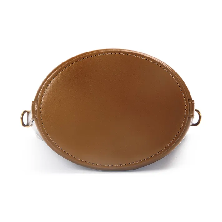 TOMATO&POTATO Cow Leather Cell Phone Pouch, Shoulder Bag, Crossbody Bag Regular Women's Brown/Ecru/Light Pink-2