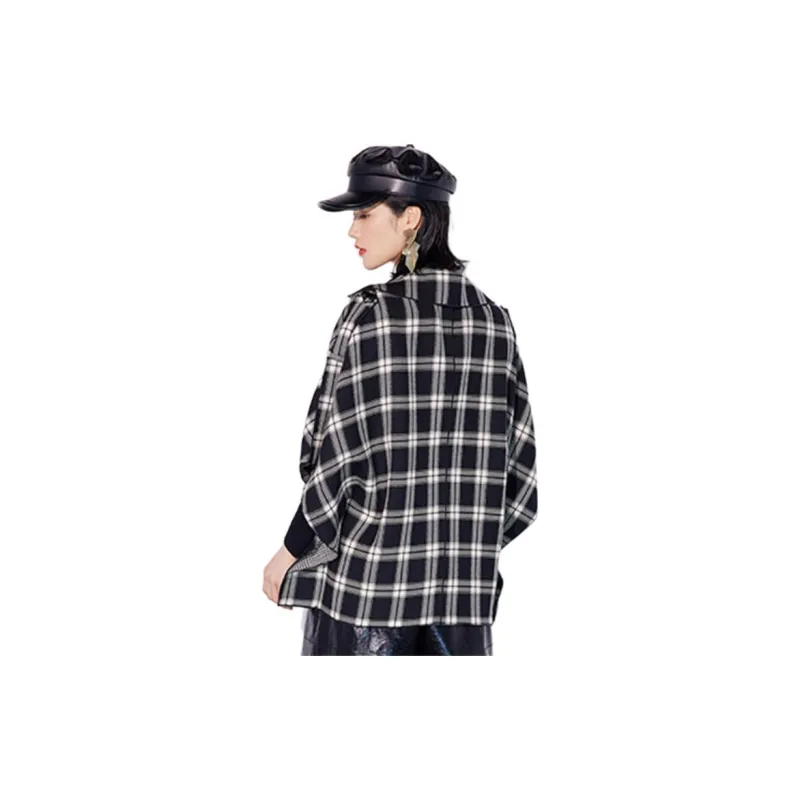 BBLLUUEE Jackets & Coats Women's Black White Plaid-1