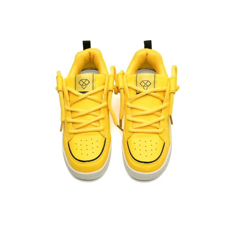 OAOQ Wear resistant And Lightweight Low Top Casual Shoes Unisex Yellow Black-4