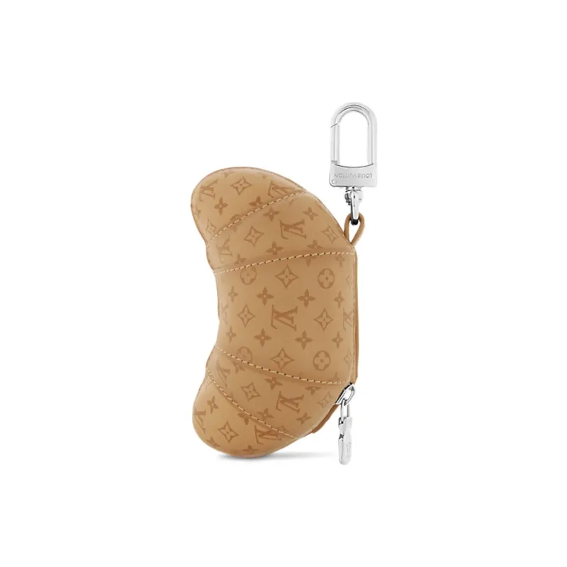 LOUIS VUITTON Leather Pendant Coin Purse Unisex Brown Yellow-2
