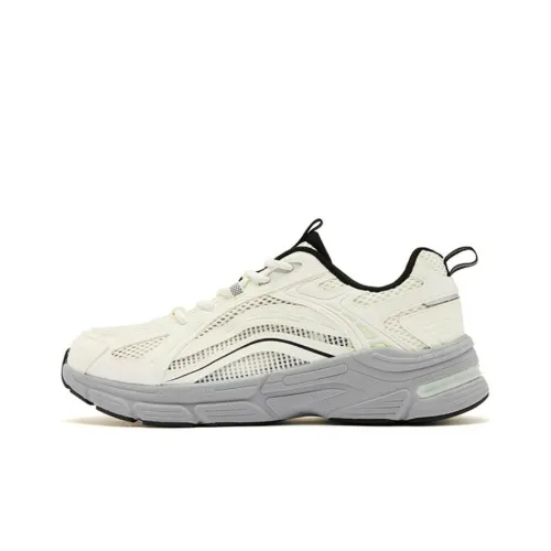 QIAODAN Cushioning Wear Resistant Low Top Running Shoes Men's Gray White
