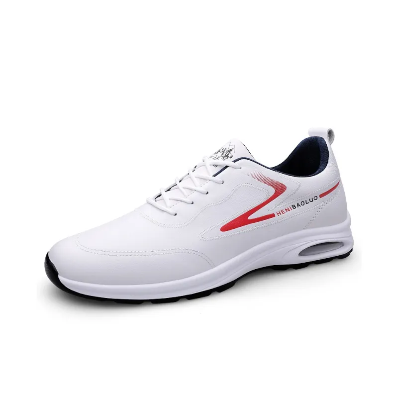 HENIBAOLUO Men's Casual Shoes Men Low Top White Gray/White Red-5