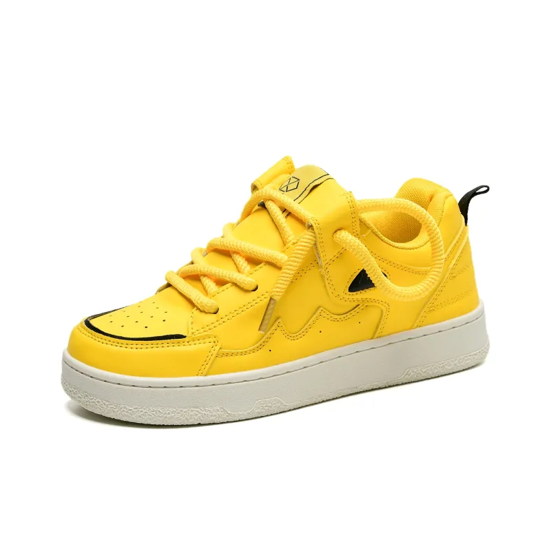 OAOQ Wear resistant And Lightweight Low Top Casual Shoes Unisex Yellow Black-2