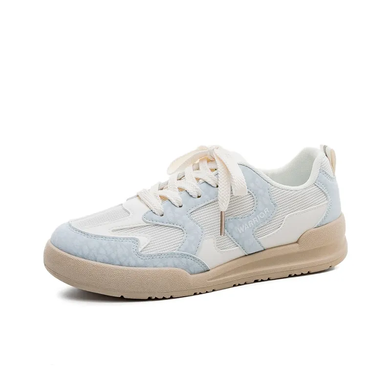 Warrior Warrior Non slip Lightweight Low Top Skateboard Shoes Women's Beige Light Blue-2