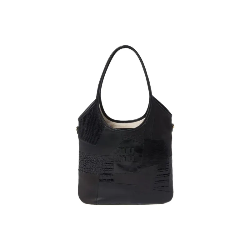MIU MIU Patchwork Tote Bag, Shopping Bag, Handbag Women's Black-0