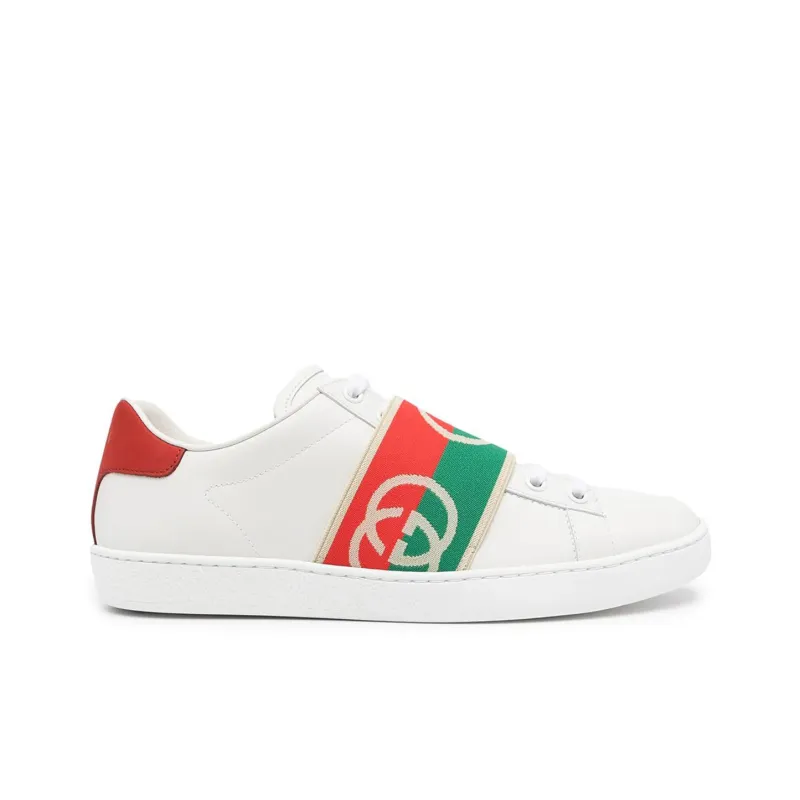 GUCCI Ace Elastic Web Interlocking Gg White-1