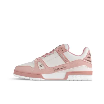 LOUIS VUITTON Trainer Low Top Skateboard Shoes Unisex White Pink
