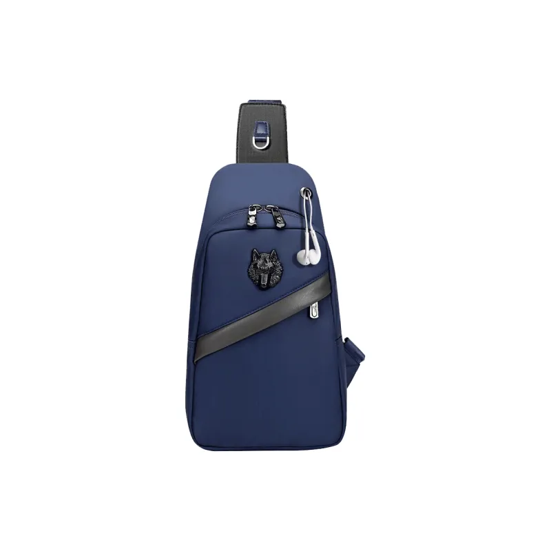 SEPTWOLVES Oxford Shoulder Bag, Crossbody Bag, Fanny Pack, Sling Bag Regular Men's Black/Blue-5