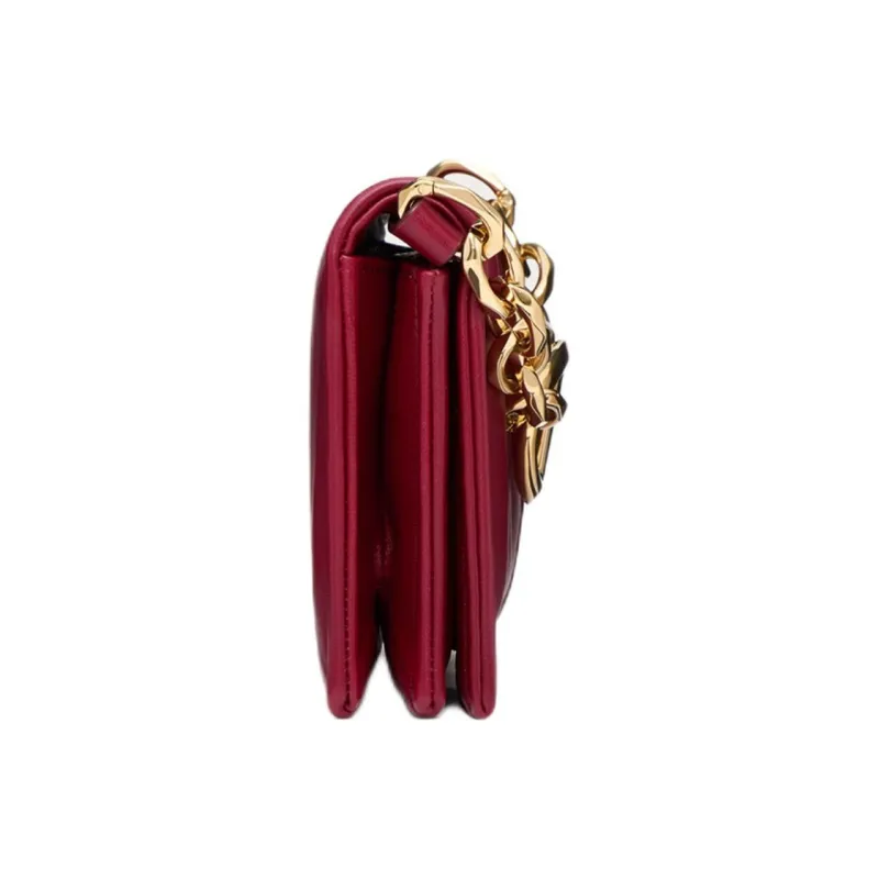 Valentino Vlogo Sheepskin Handheld Shoulder Bag, Crossbody Bag, Handbag Women's Dark Red-2