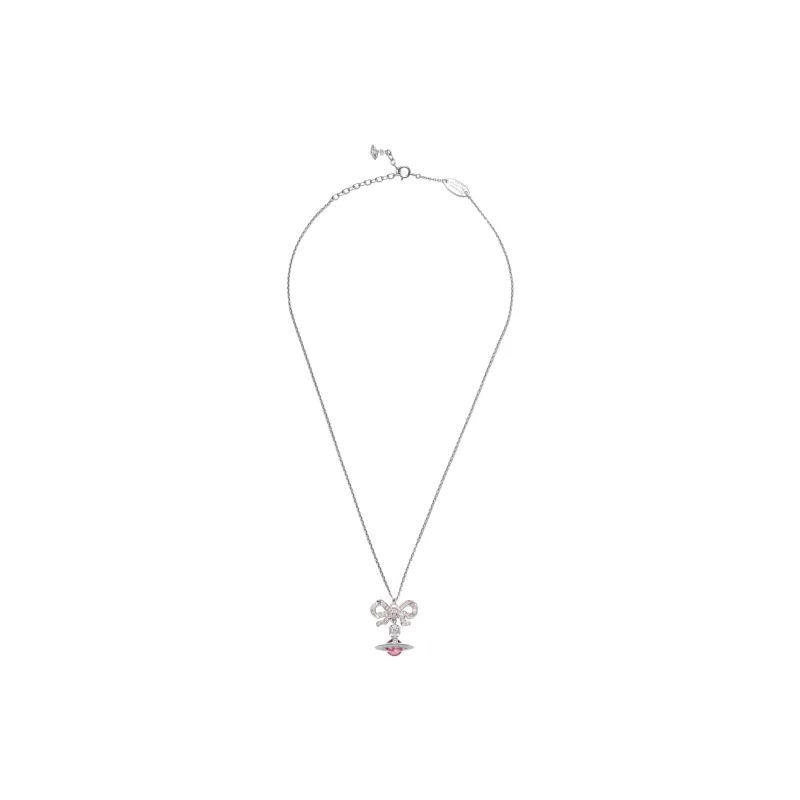 Vivienne Westwood Brass Necklaces Unisex Silver Pink-2