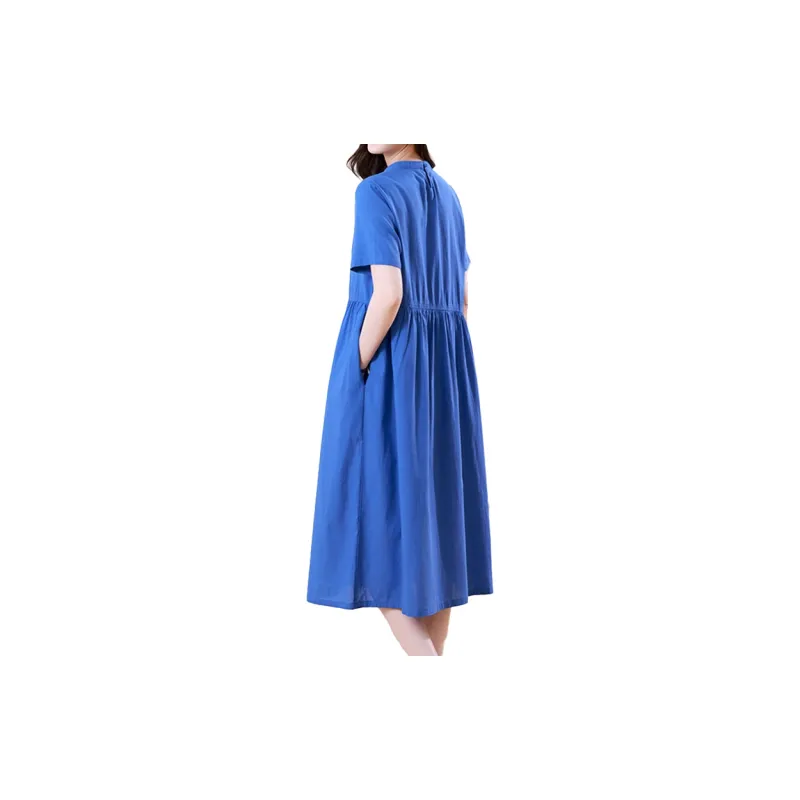 Mapping Short Sleeved Dresses Women's Blue-1