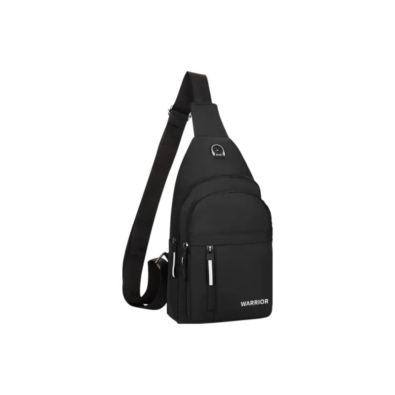 Warrior Fabric Shoulder Bag, Crossbody Bag, Sling Bag Regular Men's Black-1
