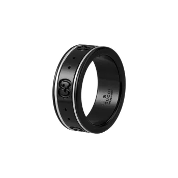 GUCCI 18K White Gold Rings Unisex Black