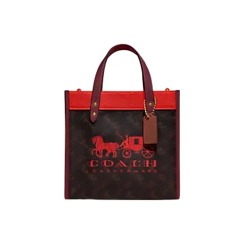 COACH Field Canvas With Leather Tote Bag Shopping Bag Handbag Shoulder Bag Crossbody Bag Small Size Women's Dark Brown