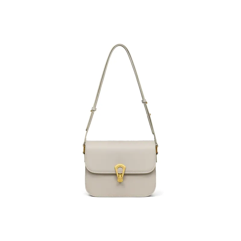 MILLIE'S Cow Leather With Synthetic Leather Underarm Shoulder Bag, Crossbody Bag, Small Square Bag Regular Women's Ecru-4