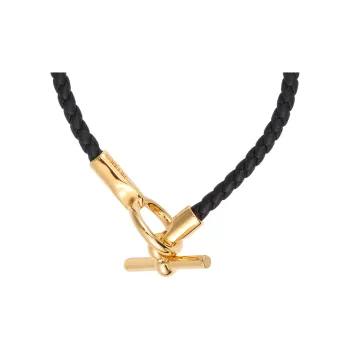 HERMES Calfskin Bracelets Unisex Black