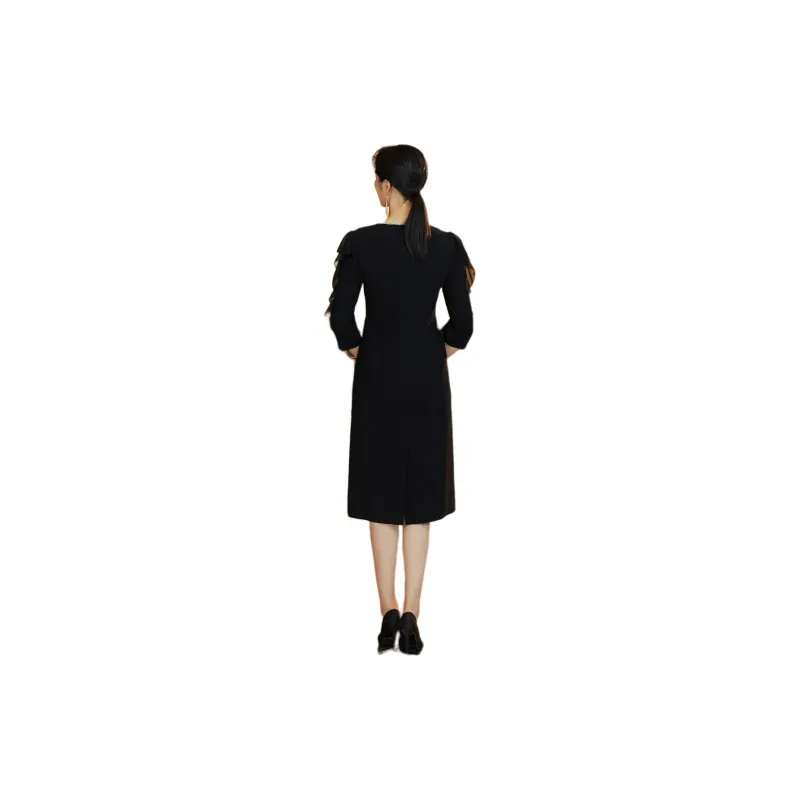 BBLLUUEE Long Sleeved Dress Women's Ink Black-0