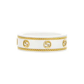 GUCCI 18K Gold Rings Women's White