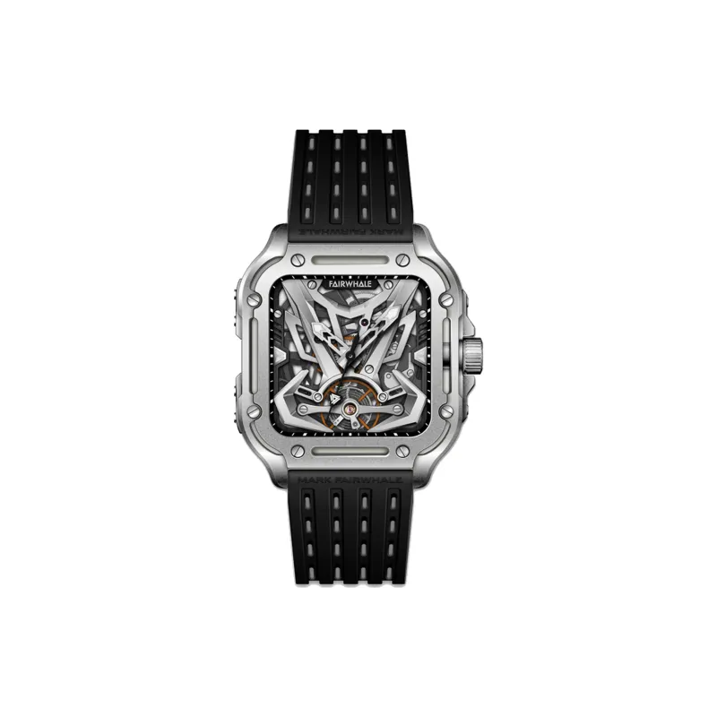 FAIRWHALE Pioneer Collection Men's Watch Automatic Mechanical Movement Silicone Strap Watch Unisex Gray Dial-0