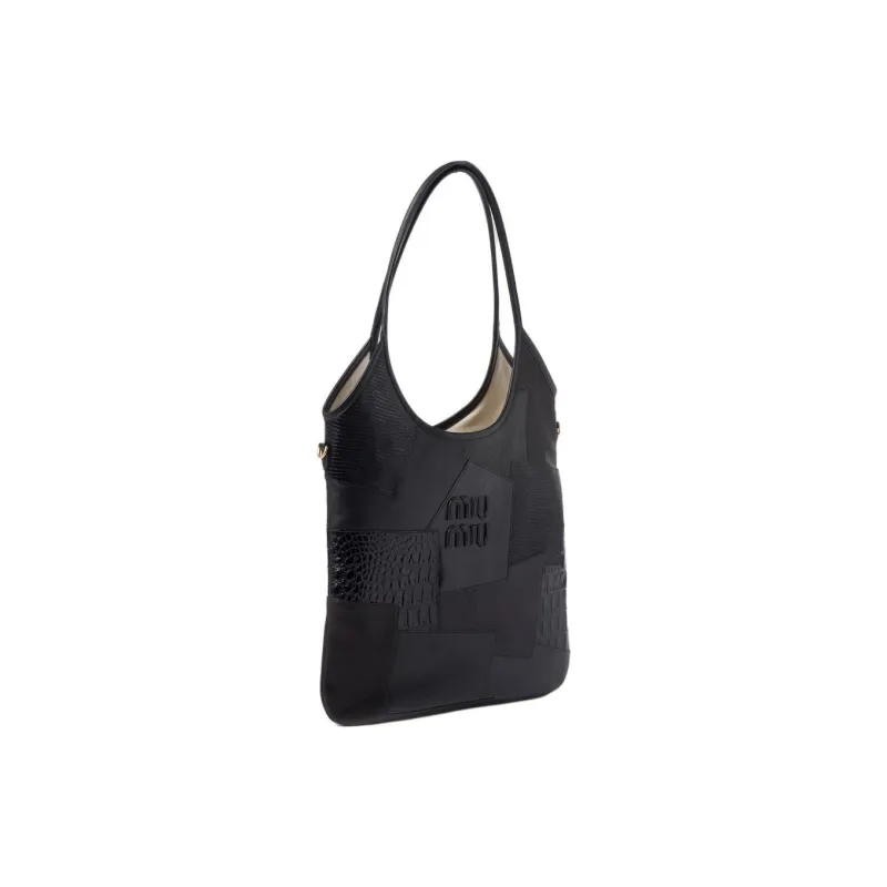 MIU MIU Patchwork Tote Bag, Shopping Bag, Handbag Women's Black-1