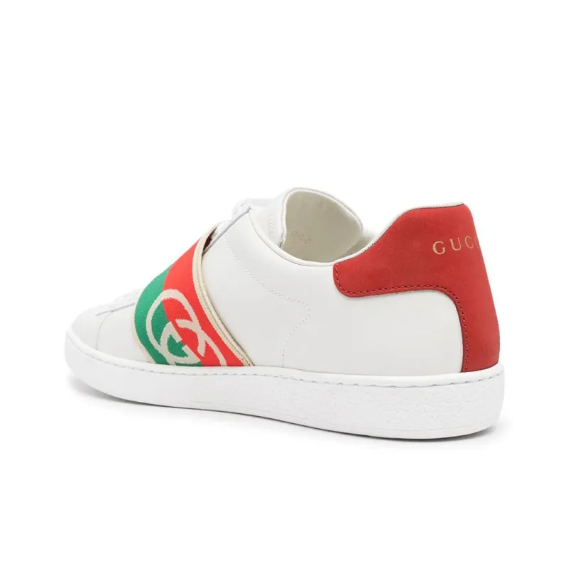 GUCCI Ace Elastic Web Interlocking Gg White-3
