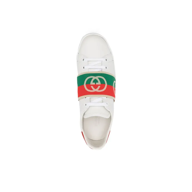 GUCCI Ace Elastic Web Interlocking Gg White-4