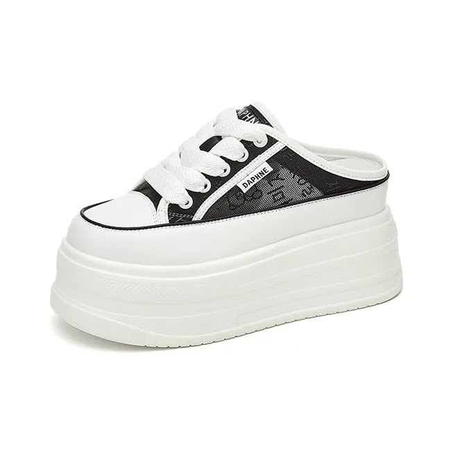DAPHNE Wrap toe Slippers Women's Black/White-1