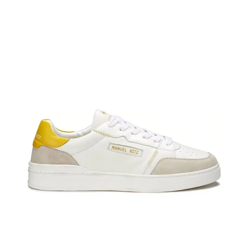 MANUEL RITZ Low-Top Skateboard Shoes Men's Yellow White-1