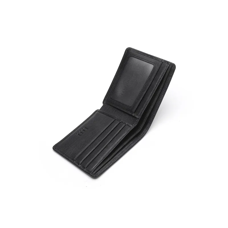 ELLE HOMME Top Grain Cow Leather Wallet Small Size Men's Silver Black/Coffee-4