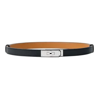 HERMES Cow Leather Leather Belts Unisex Black Width 1.8cm