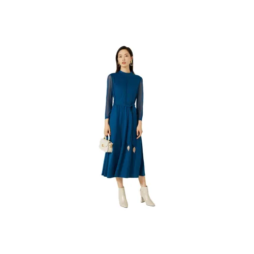 BBLLUUEE Long-Sleeved Dresses Women's Luminous Sea Blue