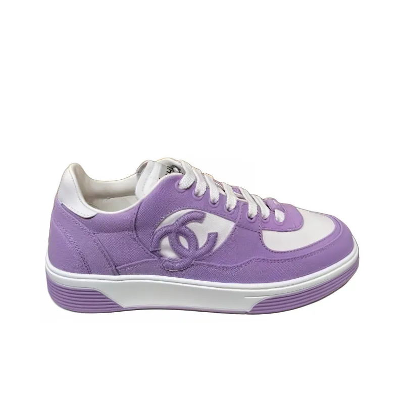 CHANEL Low Top Skateboard Shoes Women's Light Purple-3