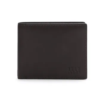 ELLE HOMME Top Grain Cow Leather Wallet Small Size Men's Coffee Gray Blue
