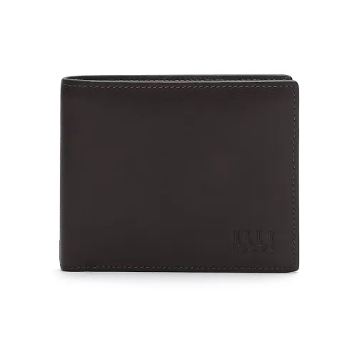 ELLE HOMME Top Grain Cow Leather Wallet Small Size Men's Coffee Gray Blue