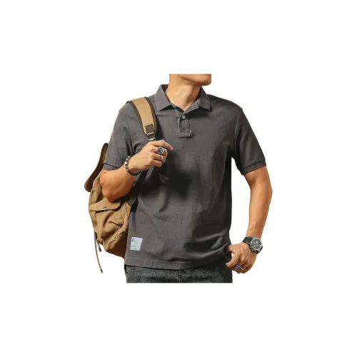 Seasonal Words Polo Shirts Men Dark Gray