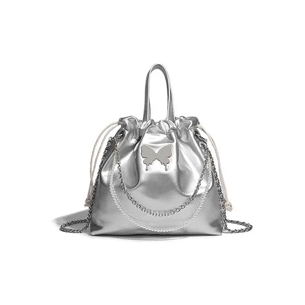 H YXIANG PU One Shoulder Handbags Regular Women's Silver/Black-0