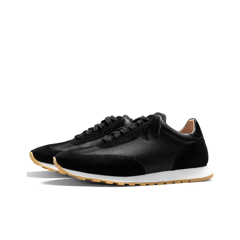 THOM WILLS Vintage Versatile Casual Sports Cortez Shoes Low Top Skateboard Shoes Men's Black-1