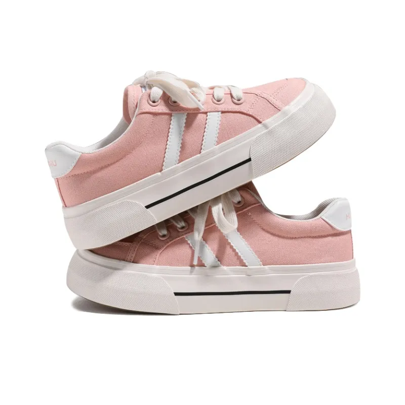 HUANQIU Breathable Low Top Canvas Shoes Women's Tangerine Pink-3