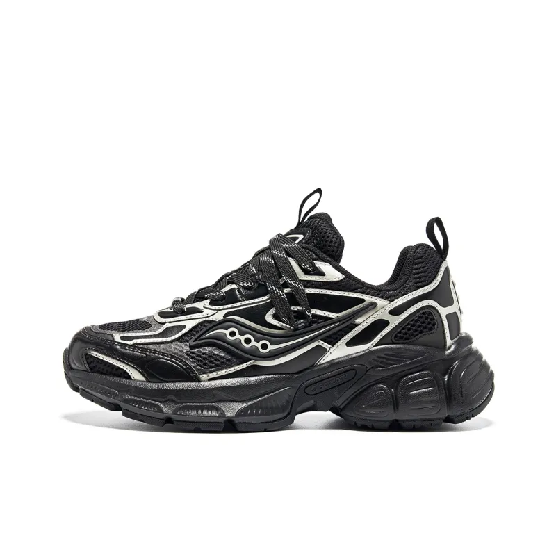 Saucony 2K CAVALRY Large 2K Anti Slip Wear Resistant Low Top Casual Shoes Unisex Black Silver-0