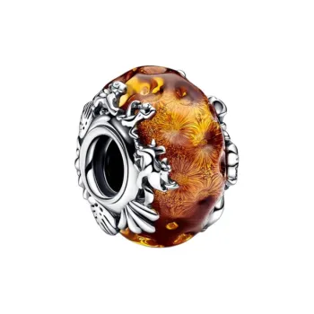 Pandora Glass Sterling Silver Pendants Women's Brown