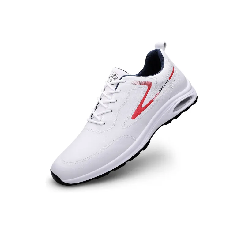 HENIBAOLUO Men's Casual Shoes Men Low Top White Gray/White Red-6