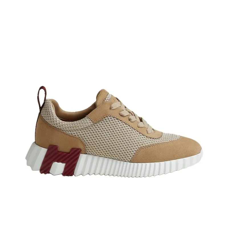 HERMES Bouncing Low-Top Casual Shoes Women's Earth Brown-1